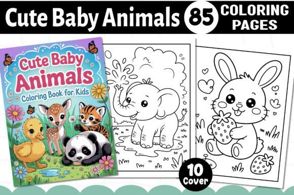 cute baby animals coloring pages kdp graphics 133797997 1 1 580x386